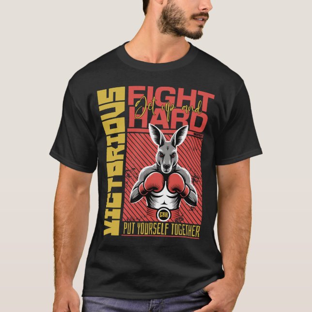 Fashion Style Kangaroo Boxing Fighter Art Design T Shirt (Framsida)