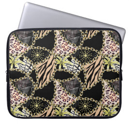 Fashionable, abstrakt, kedjor, tiger skin. laptop fodral