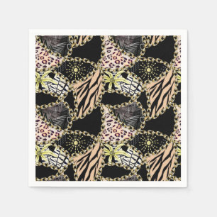 Fashionable, abstrakt, kedjor, tiger skin. pappersservett