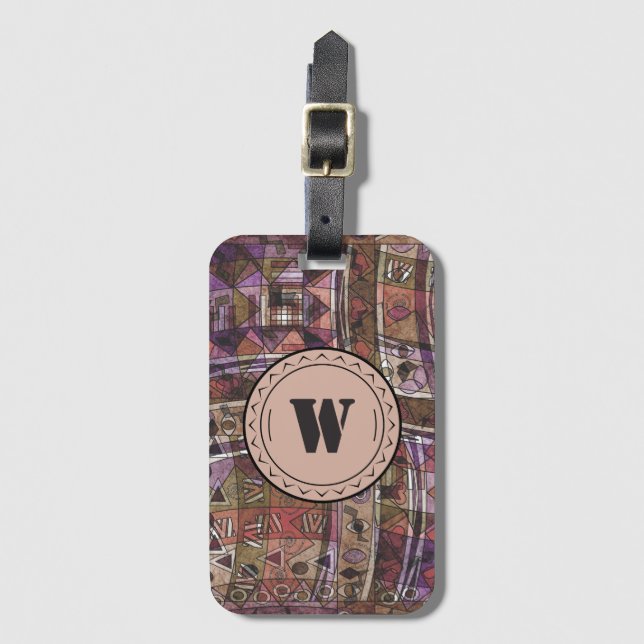 Fashionable African abstrakt Tribal Bagagebricka (Framsida vertikal)