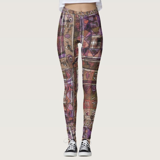Fashionable African abstrakt Tribal Leggings (Framsida)