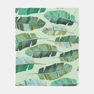 Fashionable Banana Plants Tropical Illustration Fleecefilt