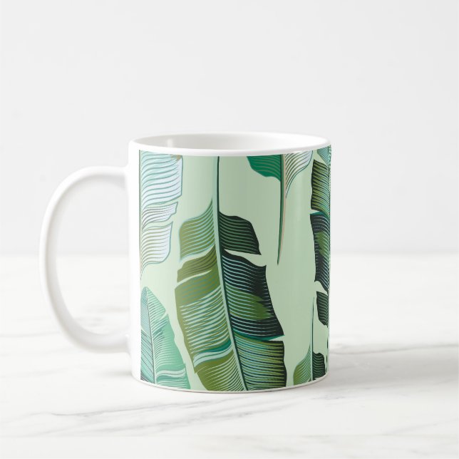 Fashionable Banana Plants Tropical Illustration Kaffemugg (Vänster)