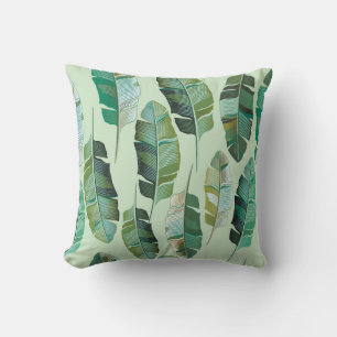 Fashionable Banana Plants Tropical Illustration Kudde