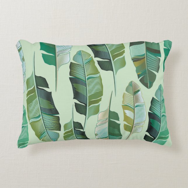 Fashionable Banana Plants Tropical Illustration Prydnadskudde (Framsidan)