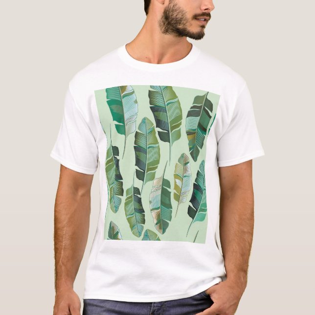 Fashionable Banana Plants Tropical Illustration T Shirt (Framsida)