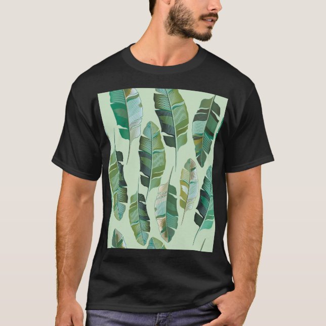 Fashionable Banana Plants Tropical Illustration T Shirt (Framsida)