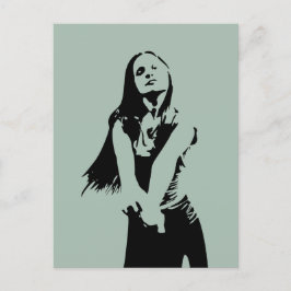 Fashionable Black Dancing Girl Silhouette Vykort