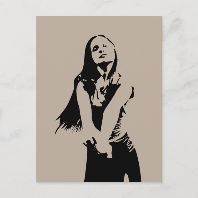 Fashionable Black Dancing Girl Silhouette Vykort (Framsida)