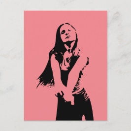 Fashionable Black Dancing Girl Silhouette Vykort