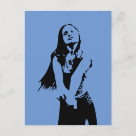 Fashionable Black Dancing Girl Silhouette Vykort