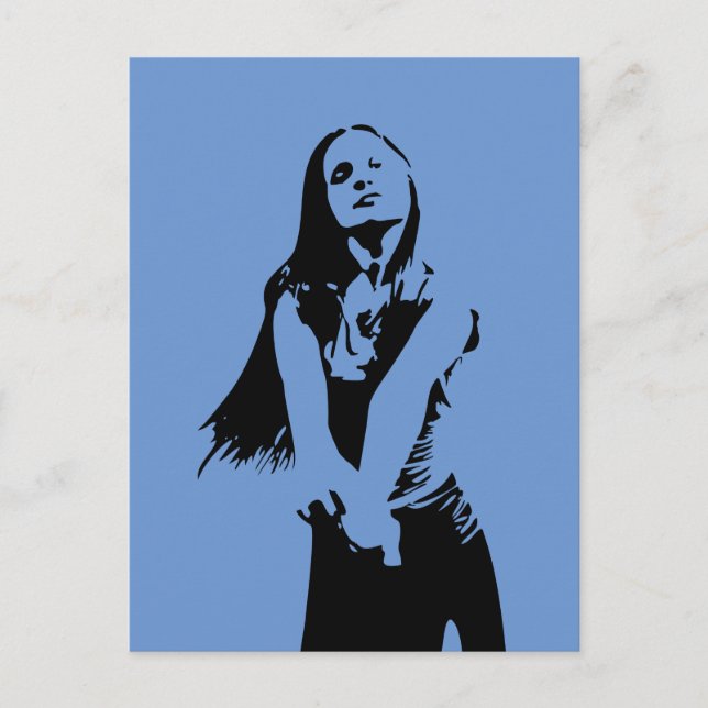 Fashionable Black Dancing Girl Silhouette Vykort (Framsida)