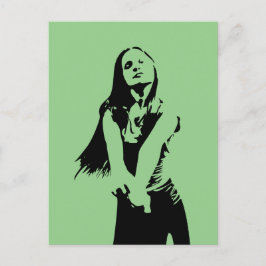 Fashionable Black Dancing Girl Silhouette Vykort