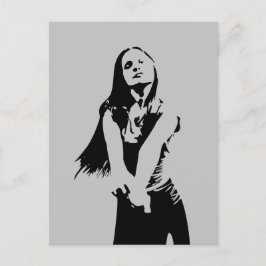 Fashionable Black Dancing Girl Silhouette Vykort