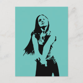 Fashionable Black Dancing Girl Silhouette Vykort