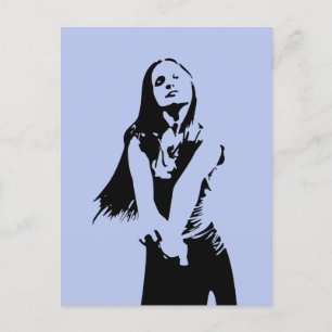 Fashionable Black Dancing Girl Silhouette Vykort