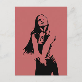 Fashionable Black Dancing Girl Silhouette Vykort