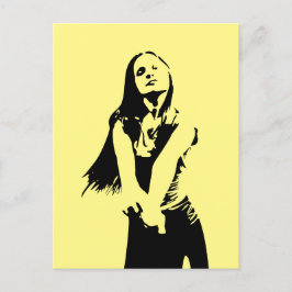 Fashionable Black Dancing Girl Silhouette Vykort