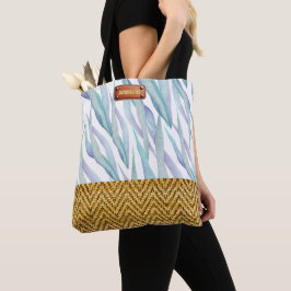 Fashionable Blommigt Watercolor Rattan-utseende Tygkasse