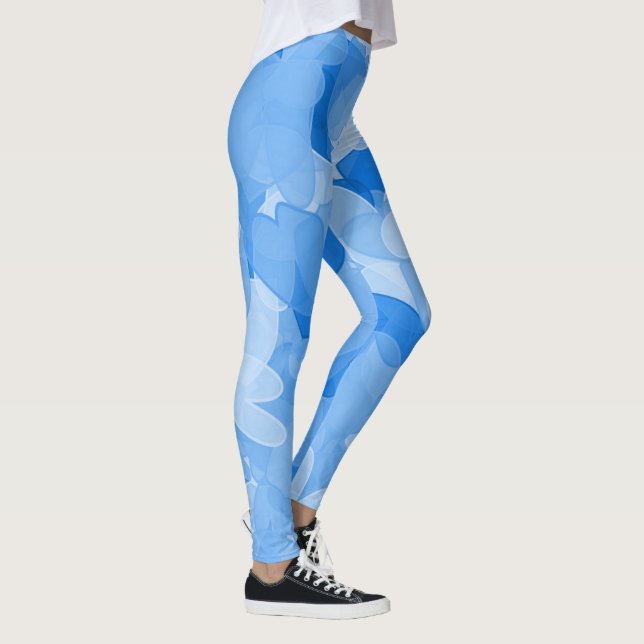 Fashionable Blue Dam Byxor, Blue Hearts Womens Leggings (Höger)