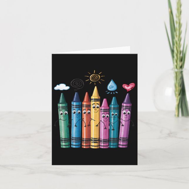 Fashionable Crayon Mood Färg Kritor Friyay Teach Kort (Framsida)