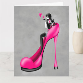 Fashionable Dam i Stiletto Hälsning Card Kort