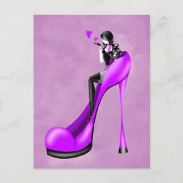 Fashionable Dam i Stiletto Postcard Vykort