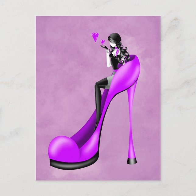 Fashionable Dam i Stiletto Postcard Vykort (Framsida)