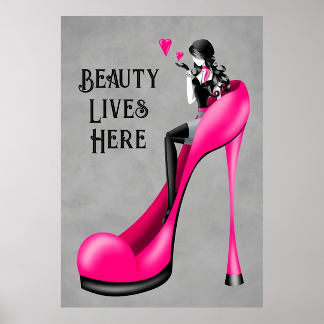 Fashionable Dam i Stiletto Poster (Framsidan)