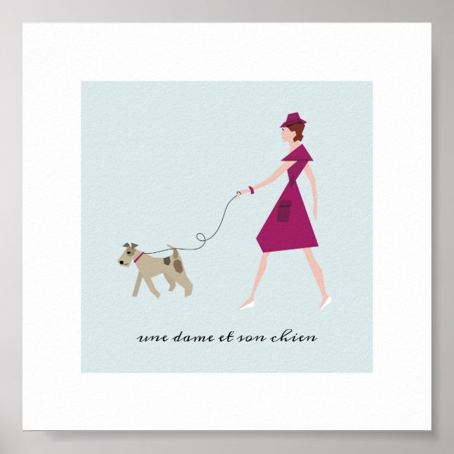 Fashionable Dam Walking her Wire Fox Terrier Poster (Framsidan)
