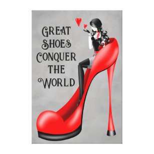 Fashionable Diva Red Stiletto Stretched Canvas