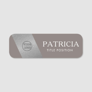 Fashionable Driftwood Grått & Silver Glitter Moder Namnbricka