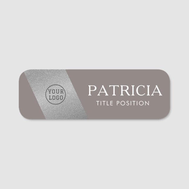 Fashionable Driftwood Grått & Silver Glitter Moder Namnbricka (Framsida)