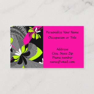 Fashionable & Elegant Abstrakt Black, Rosa & Lime Visitkort
