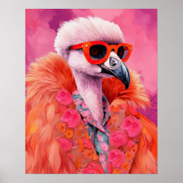 Fashionable Flamingo Funky Art Skriv ut Poster
