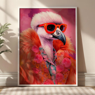 Fashionable Flamingo Funky Art Skriv ut Poster
