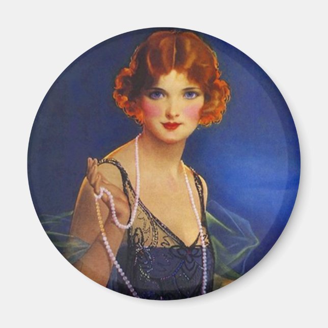 Fashionable Flapper Girl w/ midnight blue dress Magnet (Framsidan)