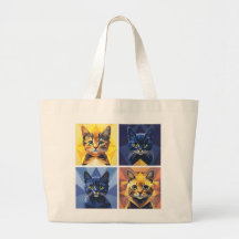 Fashionable Four Panel Cats Geometric Stylist Toot
