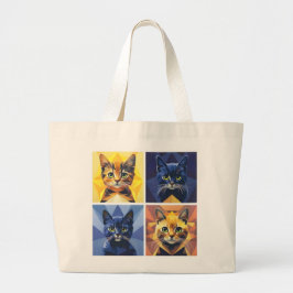 Fashionable Four Panel Cats Geometric Stylist Toot Jumbo Tygkasse