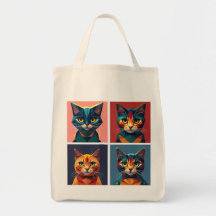 Fashionable Four Panel Cats Geometric Stylist Toot