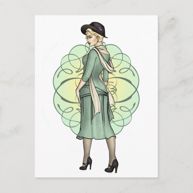 Fashionable Gangster - 1920-talets Pinup Vykort (Framsida)