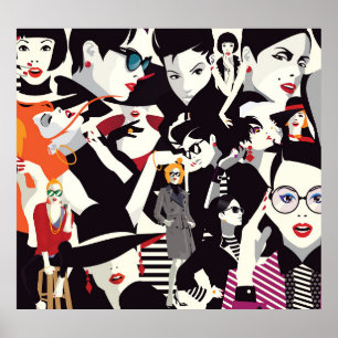 Fashionable Girl collage: pop art Poster