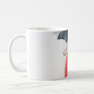 Fashionable Girl: Umbrella Rain Illustration Kaffemugg
