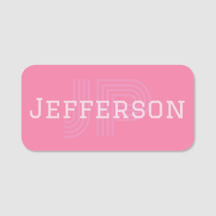 Fashionable Girly Flamingo Rosa Modern Monogramme Namnbricka