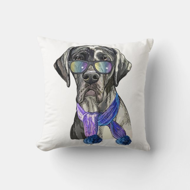 Fashionable Great dane hipster Kudde (Framsida)