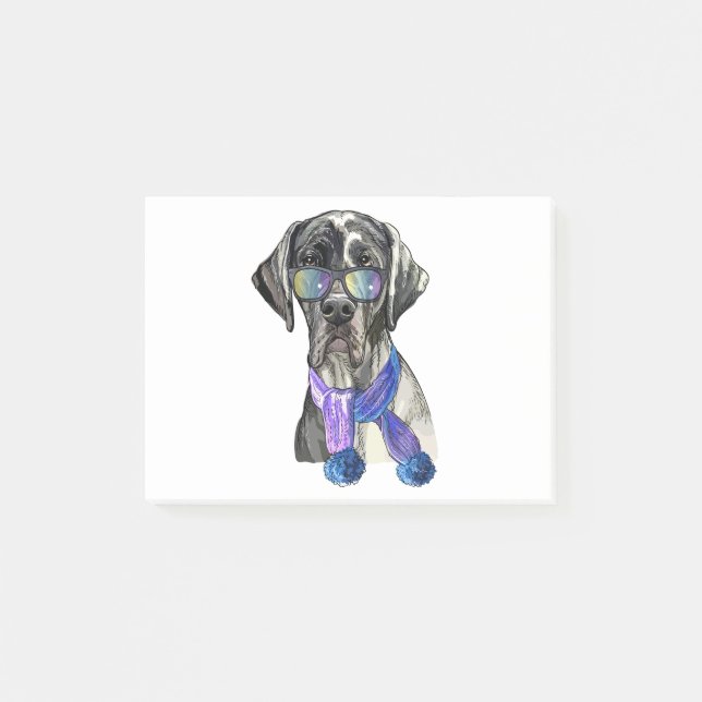 Fashionable Great dane hipster Post-it Block (Framsida)