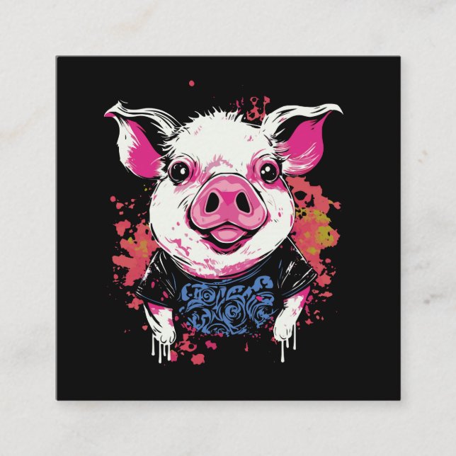 Fashionable hipsta gris graffiti stil printable de fyrkantigt visitkort (Framsida)