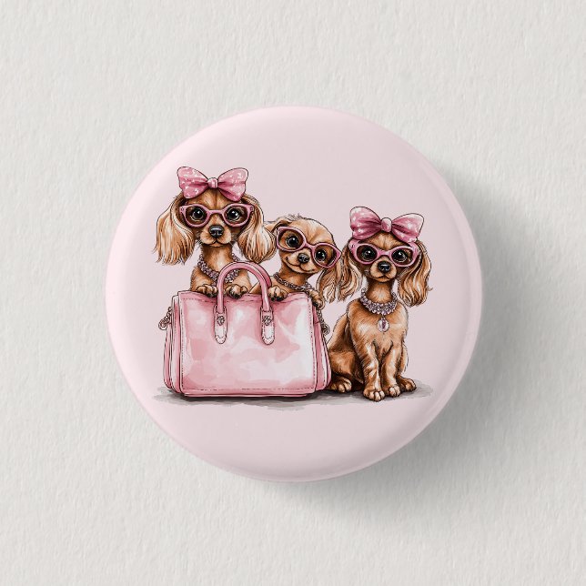 Fashionable Hundar Rosa Purse Knapp (Framsida)