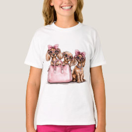 Fashionable Hundar Rosa Purse T Shirt