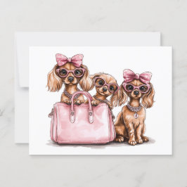 Fashionable Hundar Rosa Purse Vykort